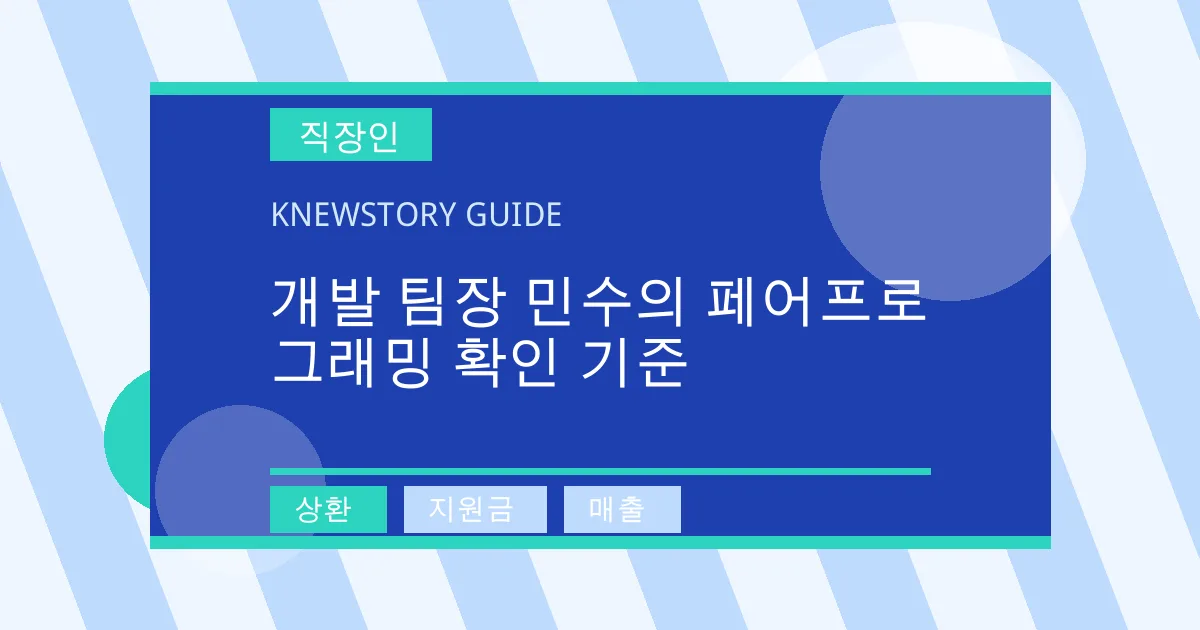 개발 팀장 민수의 페어프로그래밍 확인 기준 - 상환, 지원금, 매출 대표 이미지