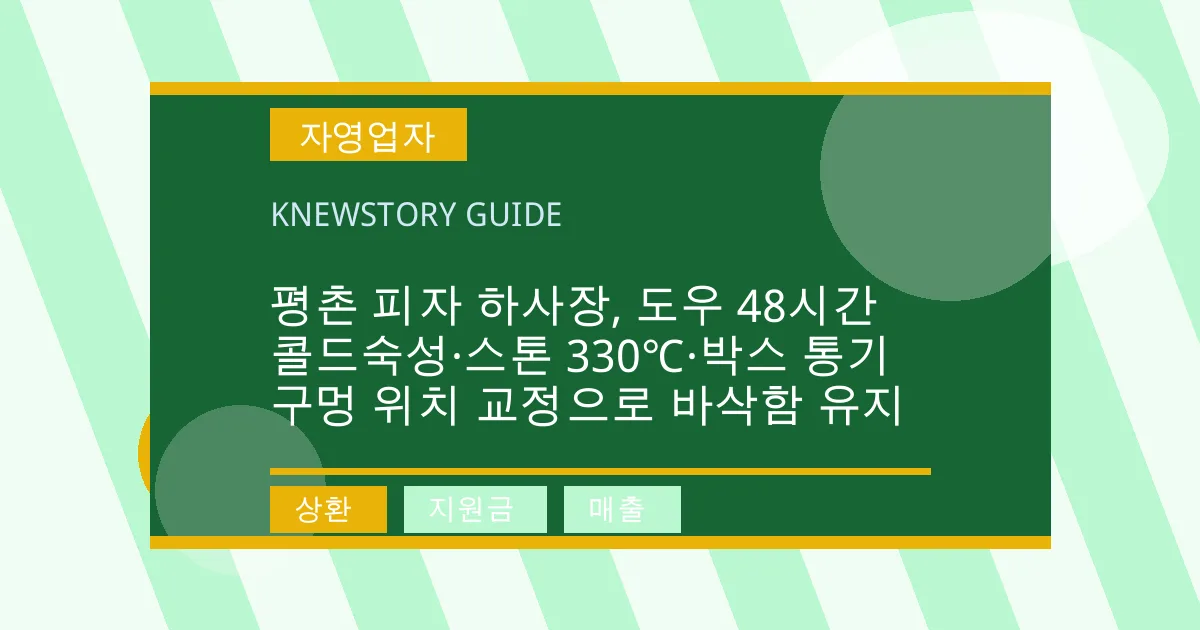 평촌 피자 하사장, 도우 48시간 콜드숙성·스톤 330℃·박스 통기 구멍 위치 교정으로 바삭함 유지 - 상환, 지원금, 매출 대표 이미지
