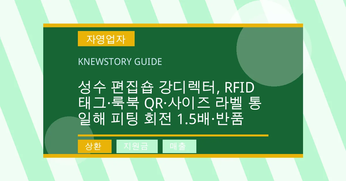 성수 편집숍 강디렉터, RFID 태그·룩북 QR·사이즈 라벨 통일해 피팅 회전 1.5배·반품 - 상환, 지원금, 매출 대표 이미지