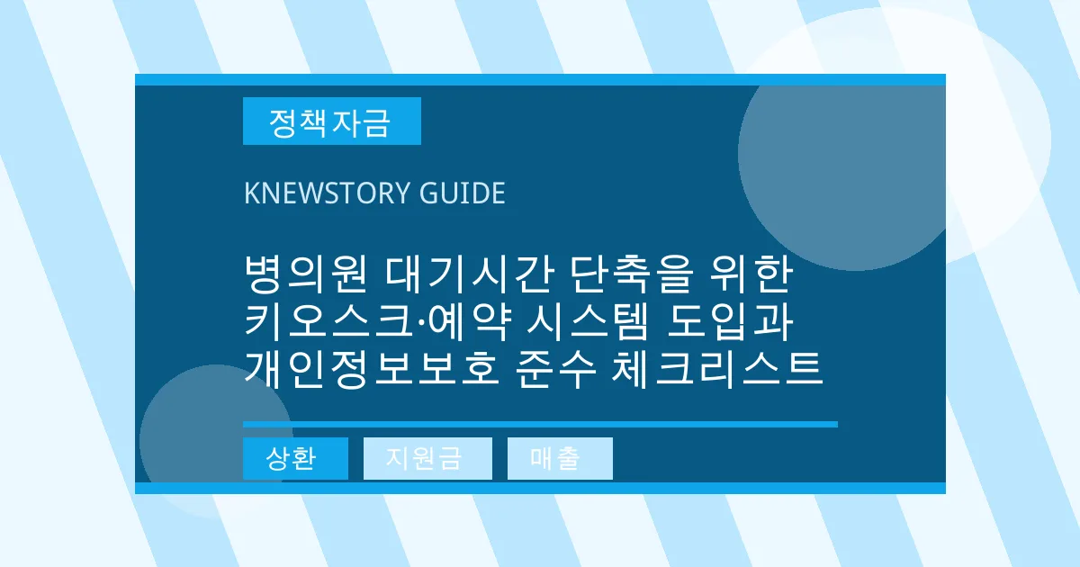 병의원 대기시간 단축을 위한 키오스크·예약 시스템 도입과 개인정보보호 준수 체크리스트 - 상환, 지원금, 매출 대표 이미지