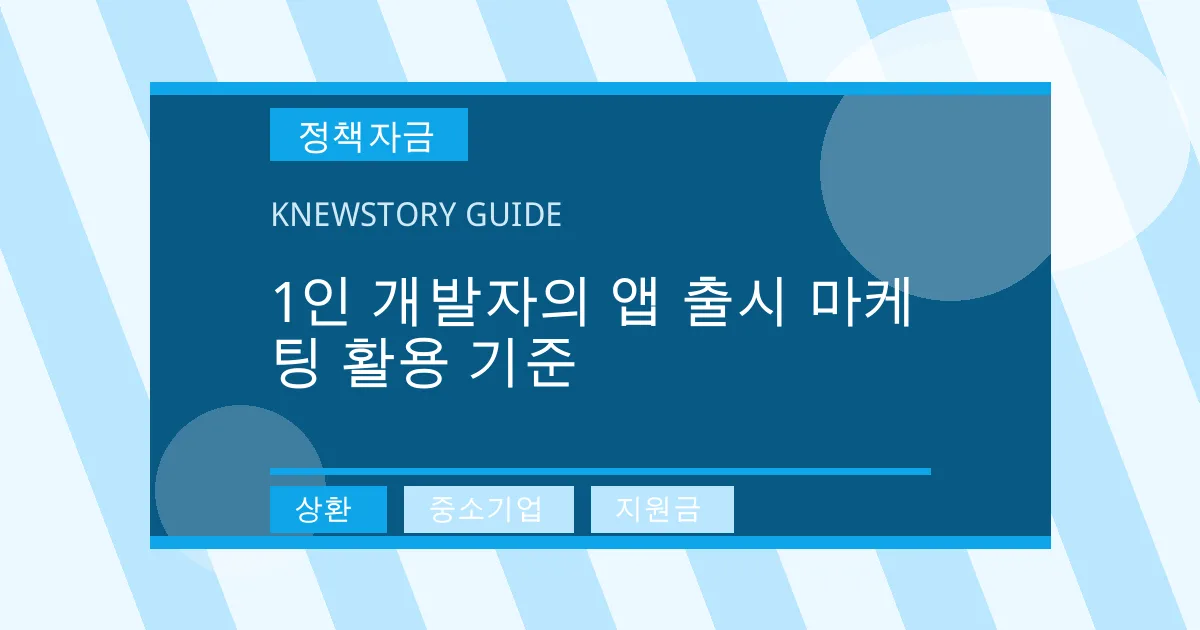 1인 개발자의 앱 출시 마케팅 활용 기준 - 상환, 중소기업, 지원금 대표 이미지