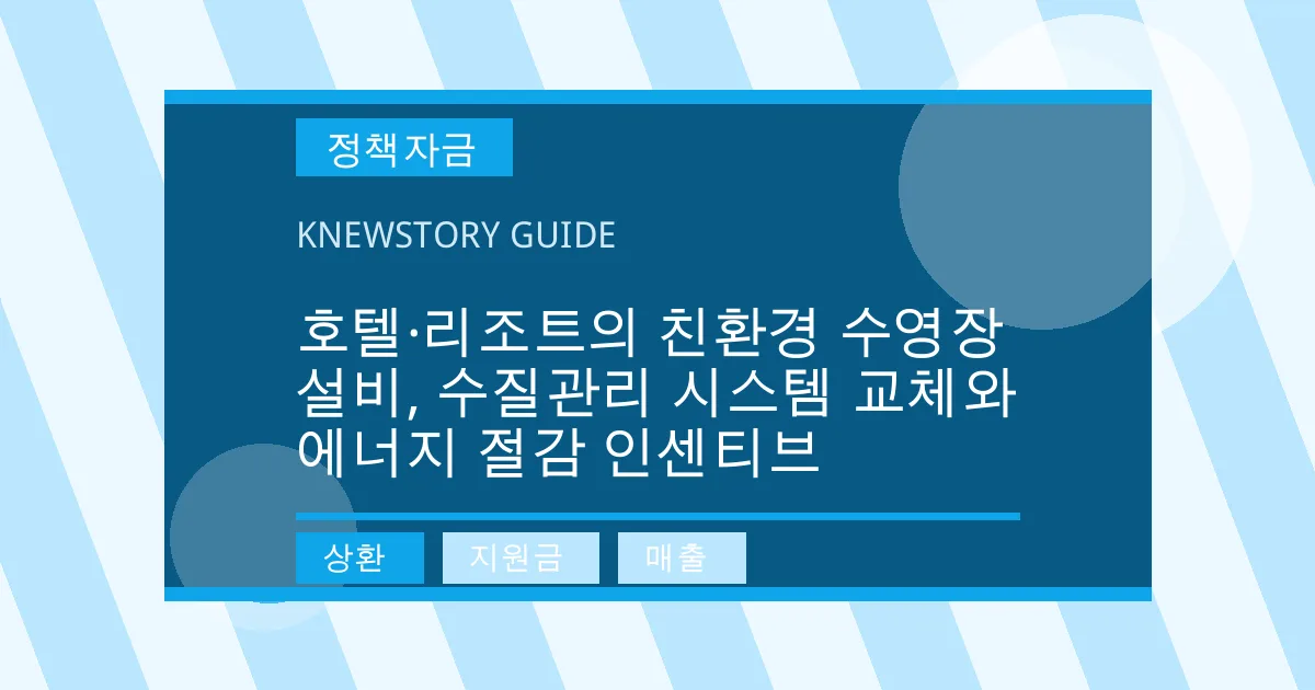 호텔·리조트의 친환경 수영장 설비, 수질관리 시스템 교체와 에너지 절감 인센티브 - 상환, 지원금, 매출 대표 이미지