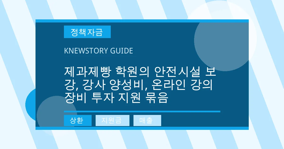 제과제빵 학원의 안전시설 보강, 강사 양성비, 온라인 강의 장비 투자 지원 묶음 - 상환, 지원금, 매출 대표 이미지
