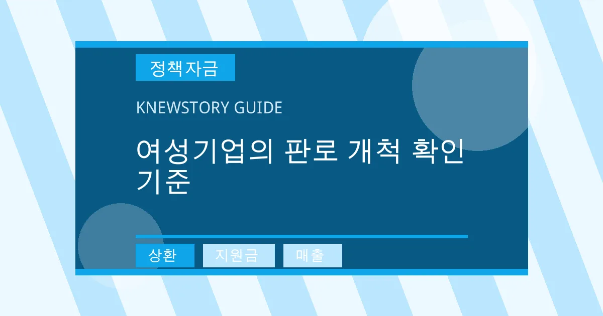 여성기업의 판로 개척 확인 기준 - 상환, 지원금, 매출 대표 이미지