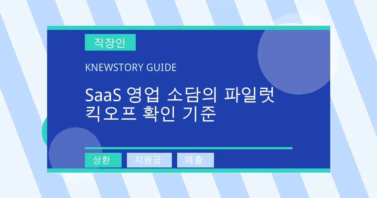 SaaS 영업 소담의 파일럿 킥오프 확인 기준 - 상환, 지원금, 매출 대표 이미지