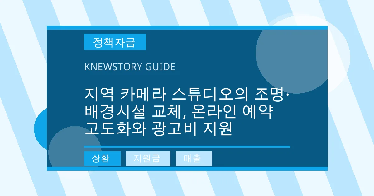 지역 카메라 스튜디오의 조명·배경시설 교체, 온라인 예약 고도화와 광고비 지원 - 상환, 지원금, 매출 대표 이미지
