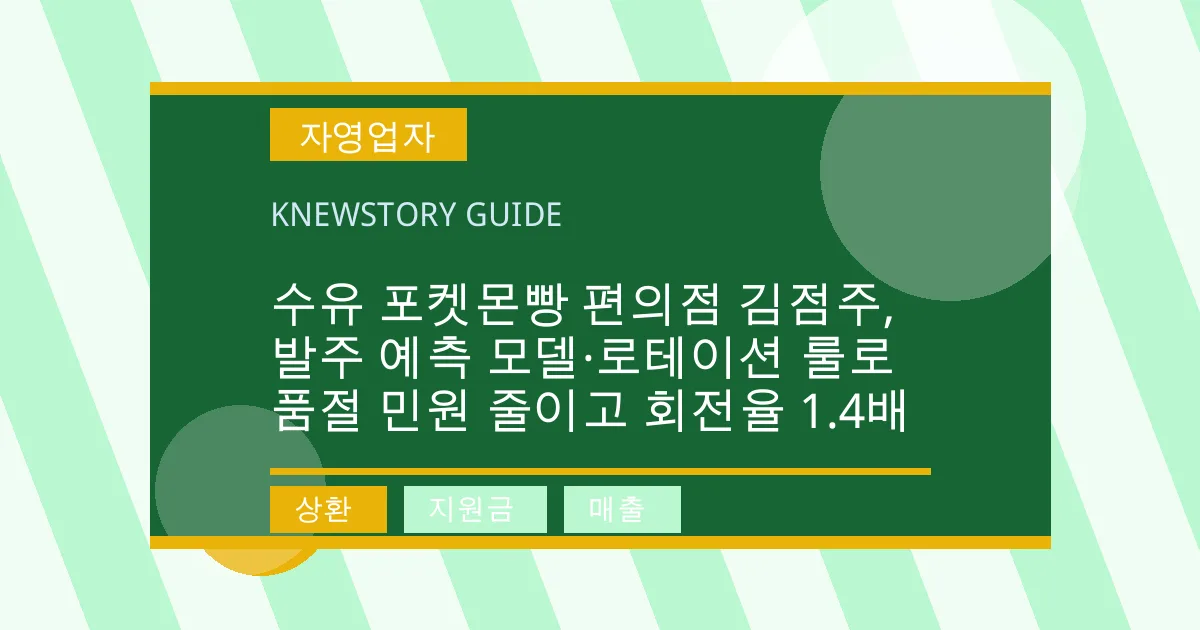 수유 포켓몬빵 편의점 김점주, 발주 예측 모델·로테이션 룰로 품절 민원 줄이고 회전율 1.4배 - 상환, 지원금, 매출 대표 이미지