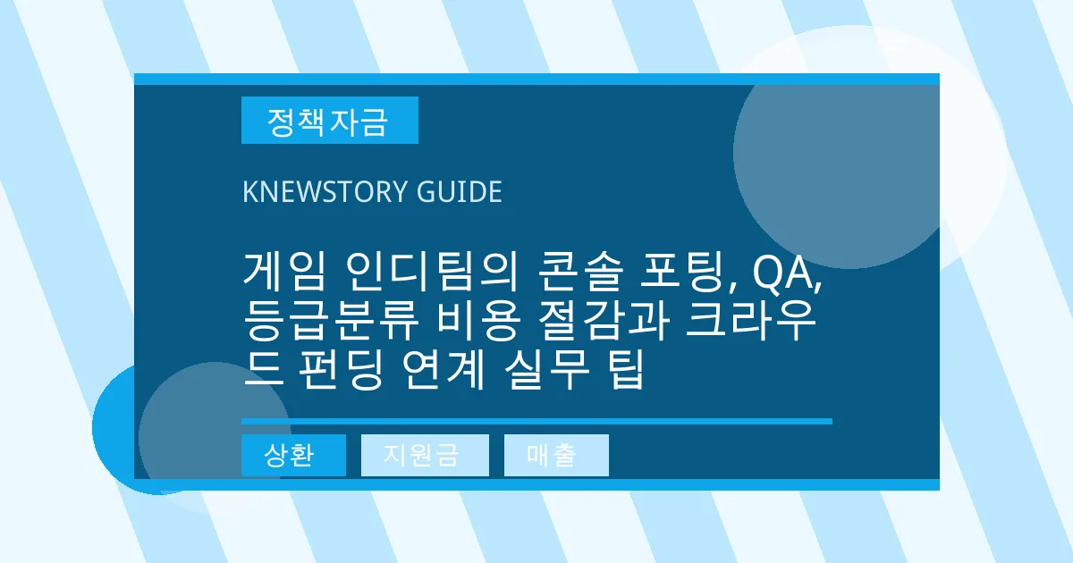 게임 인디팀의 콘솔 포팅, QA, 등급분류 비용 절감과 크라우드 펀딩 연계 실무 팁 - 상환, 지원금, 매출 대표 이미지