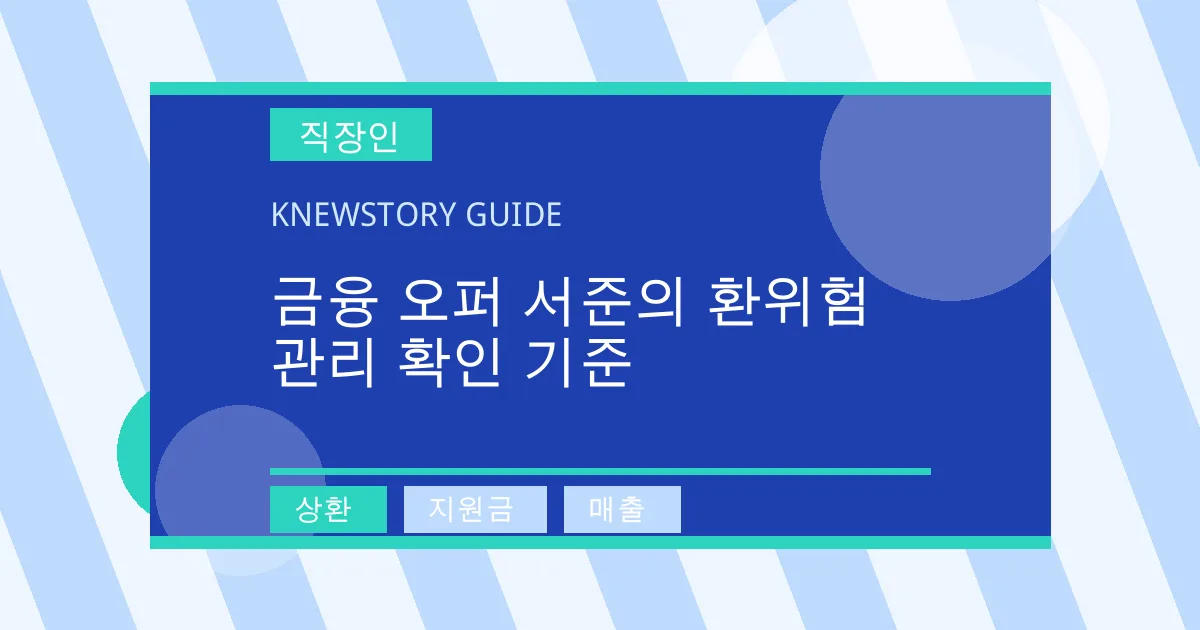 금융 오퍼 서준의 환위험 관리 확인 기준 - 상환, 지원금, 매출 대표 이미지