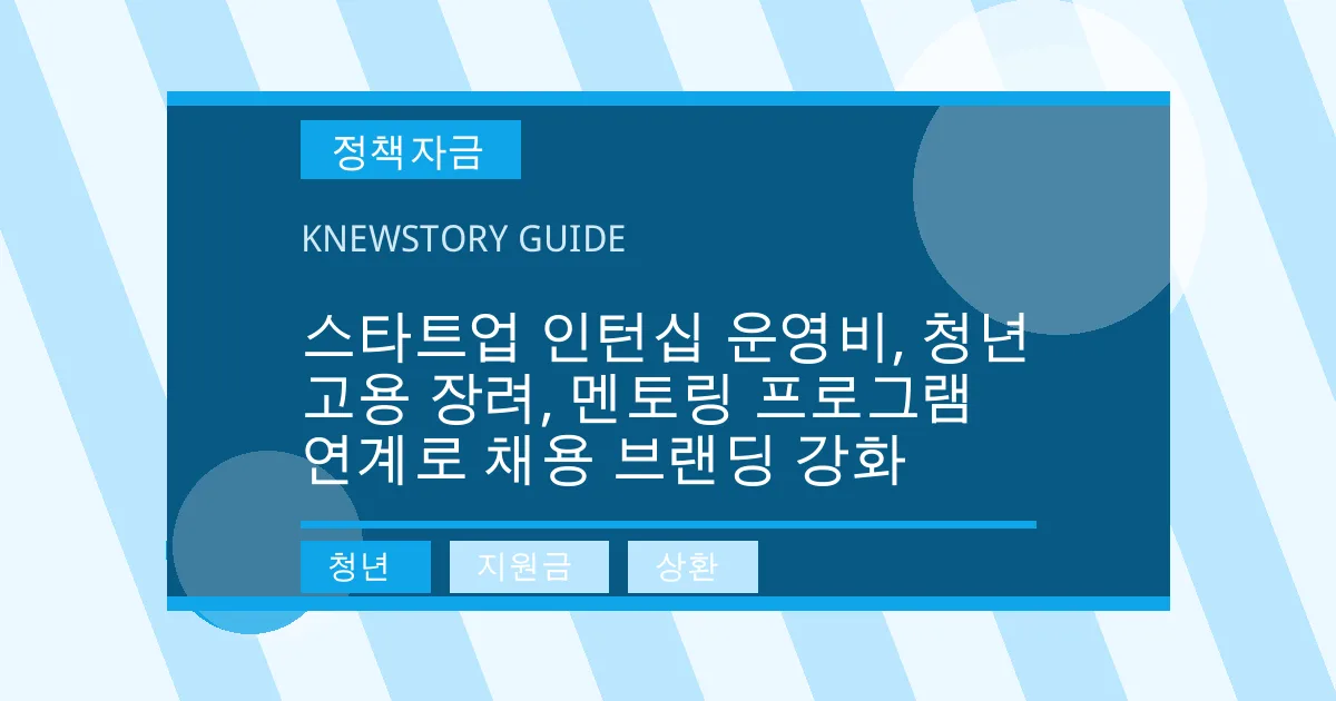 스타트업 인턴십 운영비, 청년고용 장려, 멘토링 프로그램 연계로 채용 브랜딩 강화 - 청년, 지원금, 상환 대표 이미지