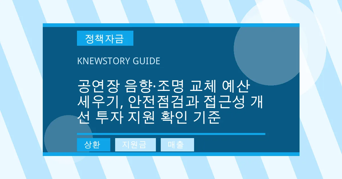 공연장 음향·조명 교체 예산 세우기, 안전점검과 접근성 개선 투자 지원 확인 기준 - 상환, 지원금, 매출 대표 이미지