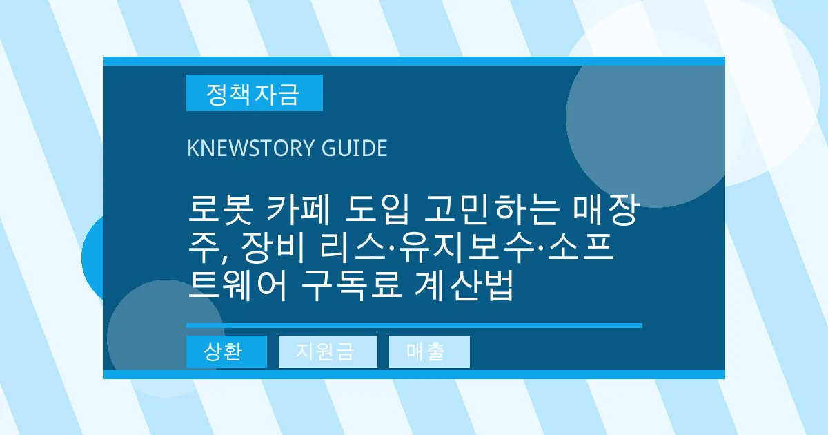 로봇 카페 도입 고민하는 매장주, 장비 리스·유지보수·소프트웨어 구독료 계산법 - 상환, 지원금, 매출 대표 이미지