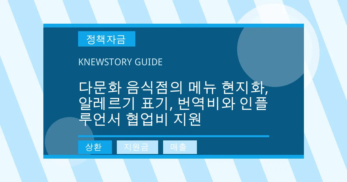다문화 음식점의 메뉴 현지화, 알레르기 표기, 번역비와 인플루언서 협업비 지원 - 상환, 지원금, 매출 대표 이미지