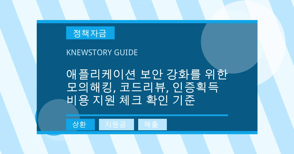 애플리케이션 보안 강화를 위한 모의해킹, 코드리뷰, 인증획득 비용 지원 체크 확인 기준 - 상환, 지원금, 매출 대표 이미지