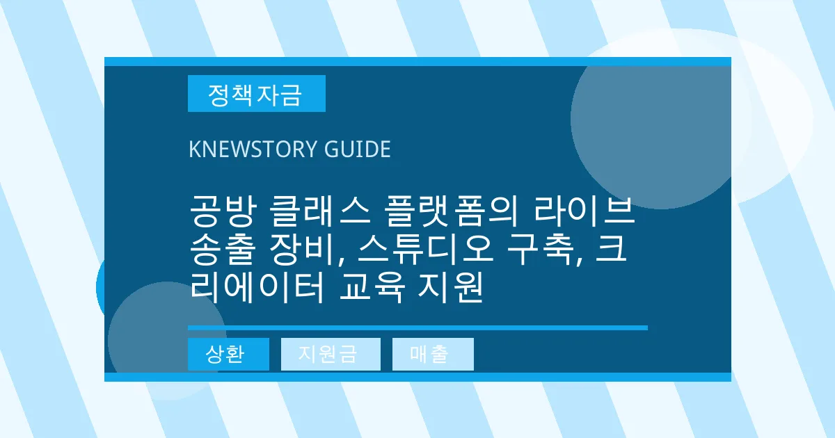 공방 클래스 플랫폼의 라이브 송출 장비, 스튜디오 구축, 크리에이터 교육 지원 - 상환, 지원금, 매출 대표 이미지