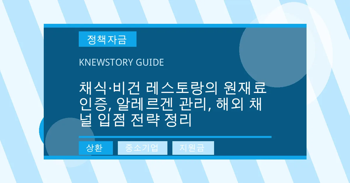 채식·비건 레스토랑의 원재료 인증, 알레르겐 관리, 해외 채널 입점 전략 정리 - 상환, 중소기업, 지원금 대표 이미지
