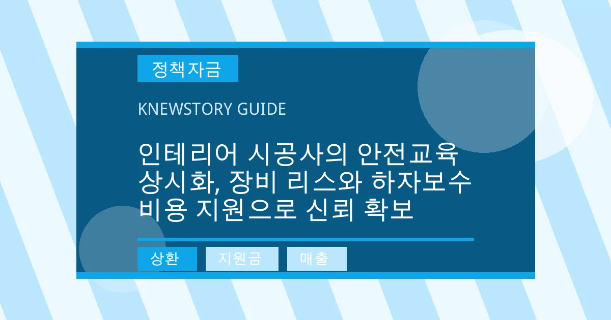 인테리어 시공사의 안전교육 상시화, 장비 리스와 하자보수 비용 지원으로 신뢰 확보 - 상환, 지원금, 매출 대표 이미지