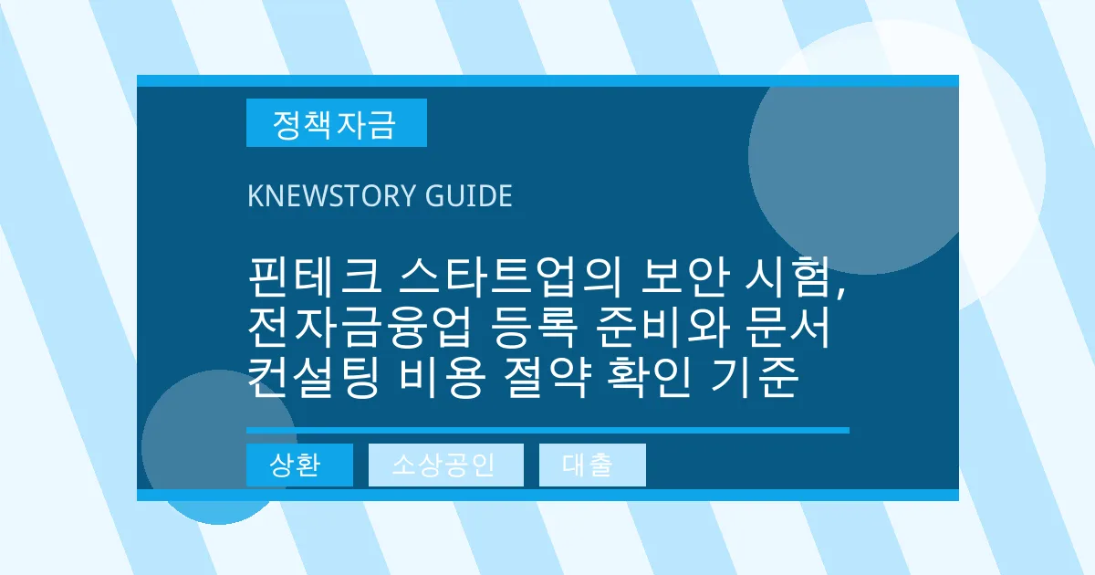 핀테크 스타트업의 보안 시험, 전자금융업 등록 준비와 문서 컨설팅 비용 절약 확인 기준 - 상환, 소상공인, 대출 대표 이미지