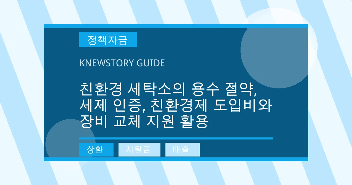 친환경 세탁소의 용수 절약, 세제 인증, 친환경제 도입비와 장비 교체 지원 활용 - 상환, 지원금, 매출 대표 이미지