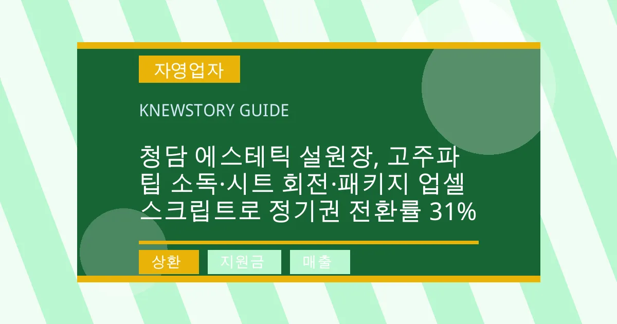 청담 에스테틱 설원장, 고주파 팁 소독·시트 회전·패키지 업셀 스크립트로 정기권 전환률 31% - 상환, 지원금, 매출 대표 이미지