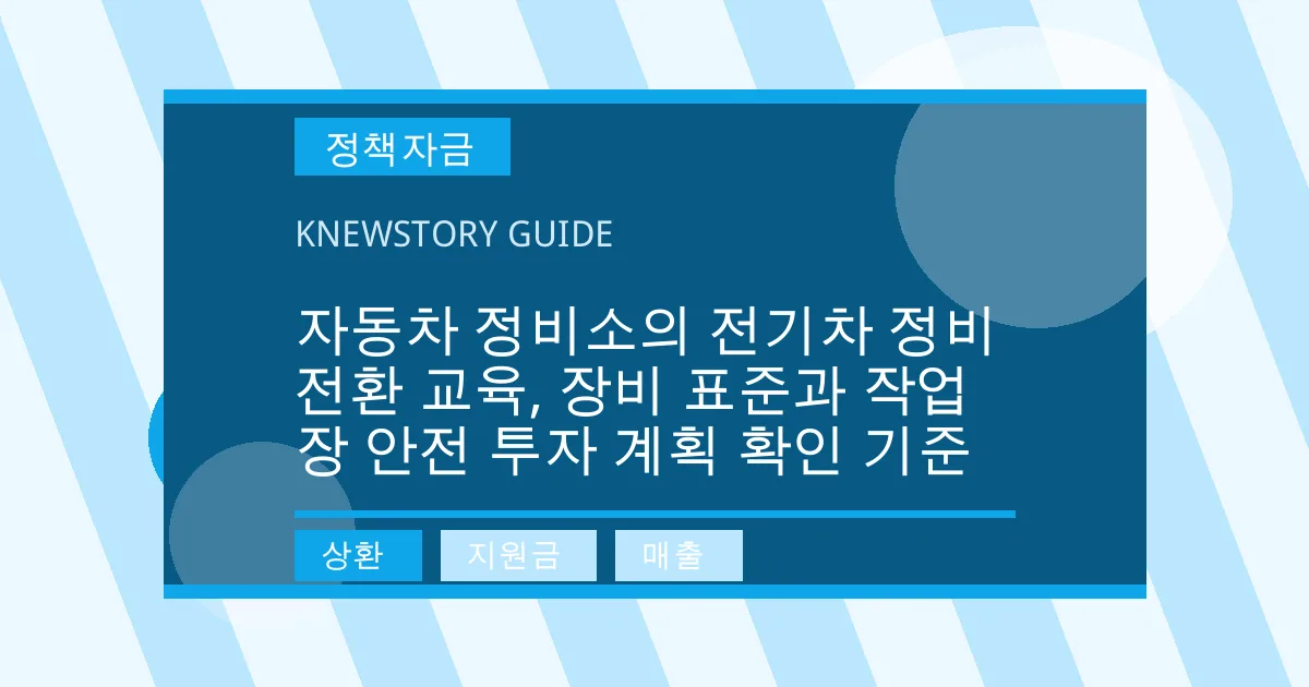 자동차 정비소의 전기차 정비 전환 교육, 장비 표준과 작업장 안전 투자 계획 확인 기준 - 상환, 지원금, 매출 대표 이미지
