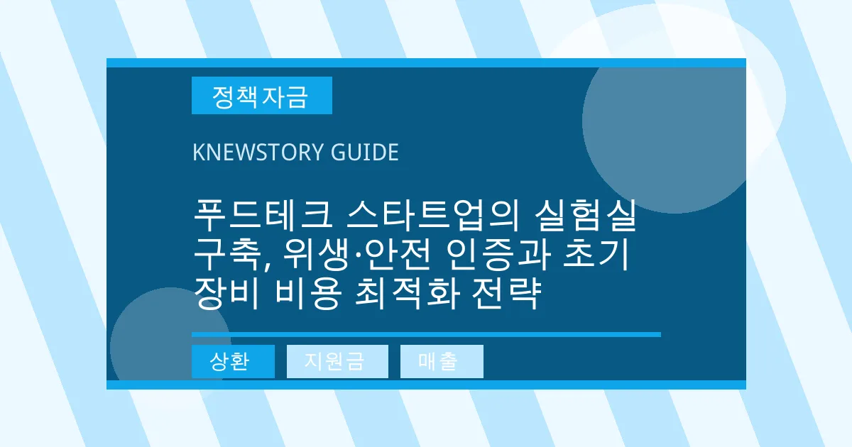 푸드테크 스타트업의 실험실 구축, 위생·안전 인증과 초기 장비 비용 최적화 전략 - 상환, 지원금, 매출 대표 이미지