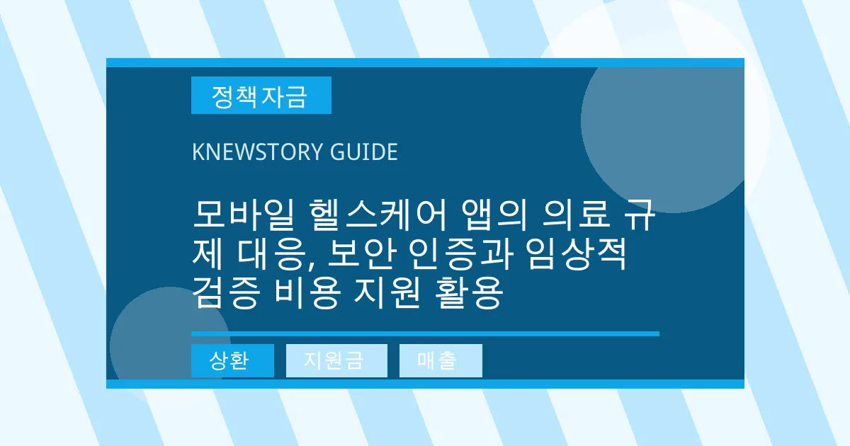 모바일 헬스케어 앱의 의료 규제 대응, 보안 인증과 임상적 검증 비용 지원 활용 - 상환, 지원금, 매출 대표 이미지