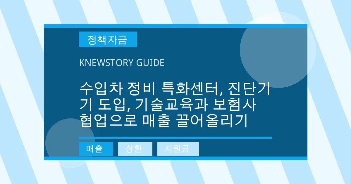 수입차 정비 특화센터, 진단기기 도입, 기술교육과 보험사 협업으로 매출 끌어올리기 - 매출, 상환, 지원금 대표 이미지