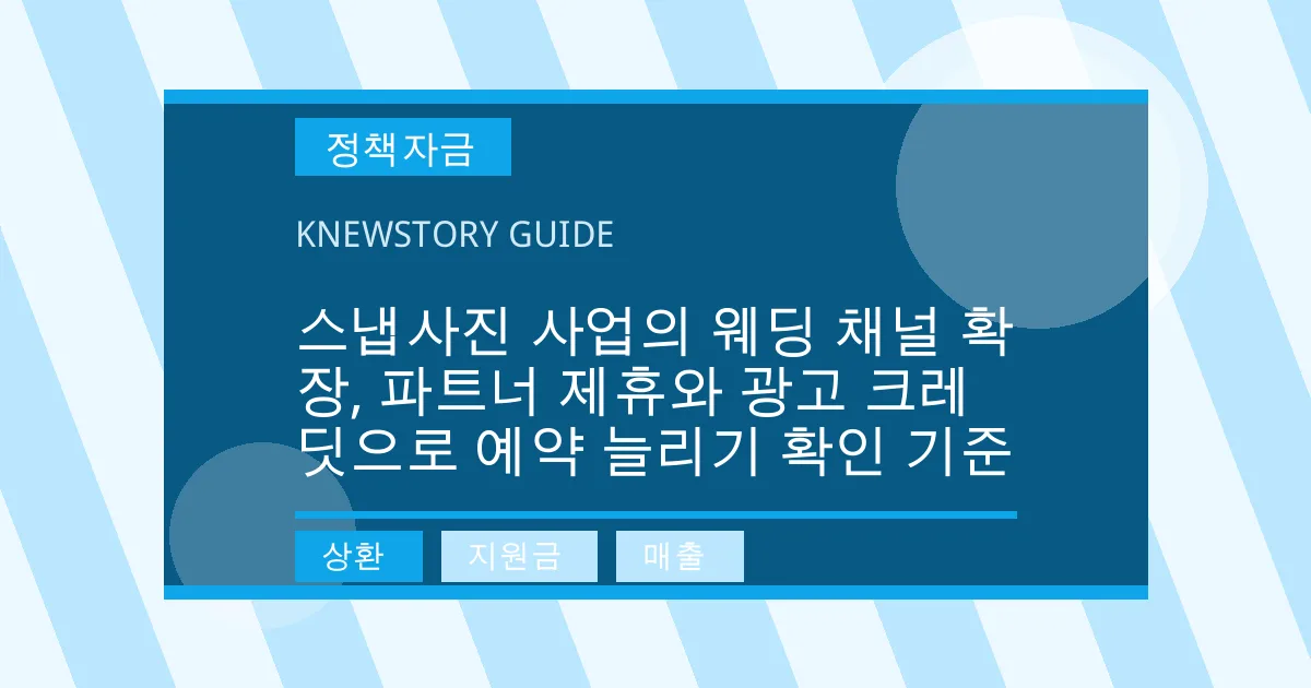 스냅사진 사업의 웨딩 채널 확장, 파트너 제휴와 광고 크레딧으로 예약 늘리기 확인 기준 - 상환, 지원금, 매출 대표 이미지