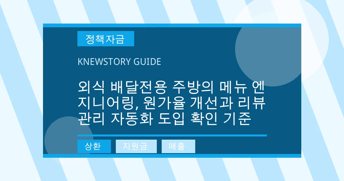 외식 배달전용 주방의 메뉴 엔지니어링, 원가율 개선과 리뷰 관리 자동화 도입 확인 기준 - 상환, 지원금, 매출 대표 이미지