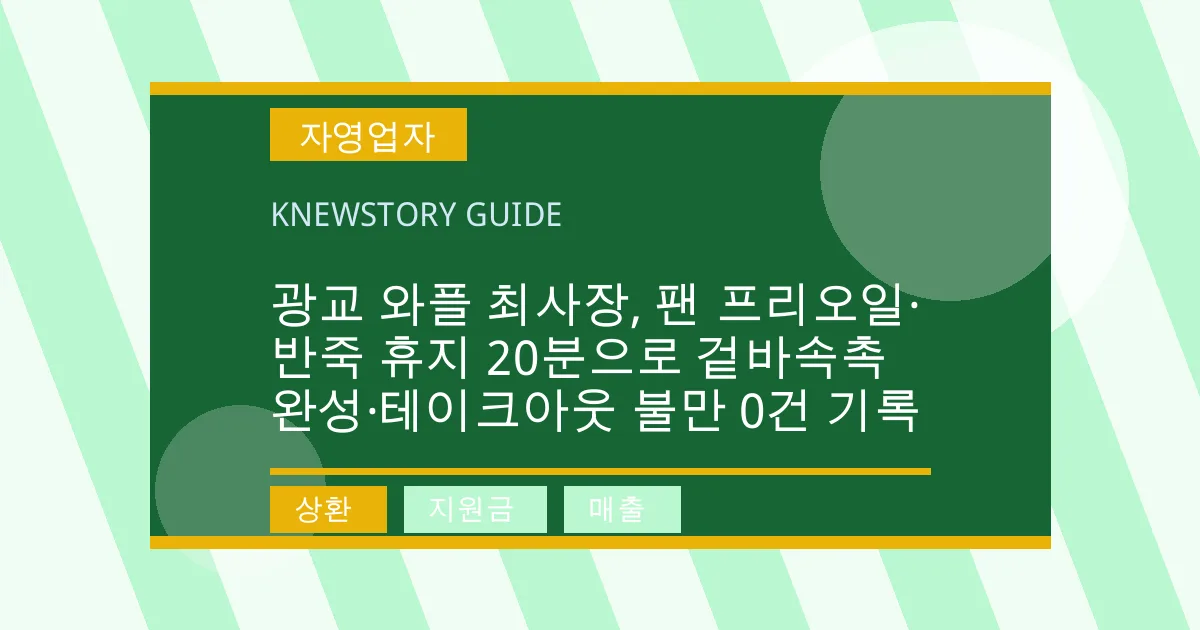 광교 와플 최사장, 팬 프리오일·반죽 휴지 20분으로 겉바속촉 완성·테이크아웃 불만 0건 기록 - 상환, 지원금, 매출 대표 이미지