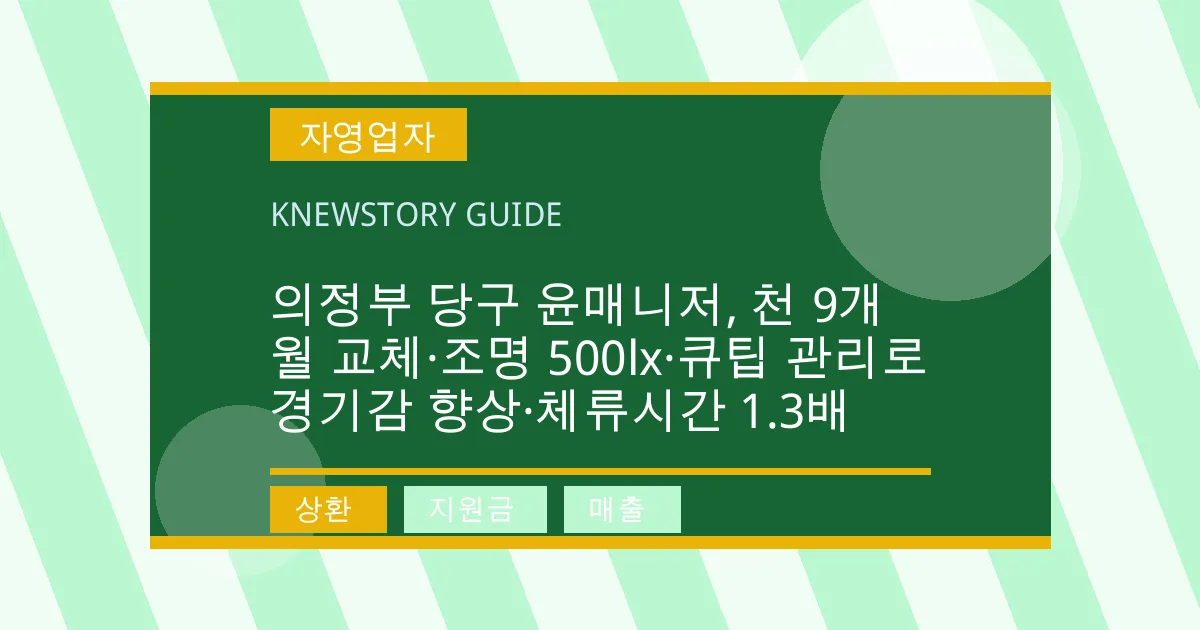 의정부 당구 윤매니저, 천 9개월 교체·조명 500lx·큐팁 관리로 경기감 향상·체류시간 1.3배 - 상환, 지원금, 매출 대표 이미지