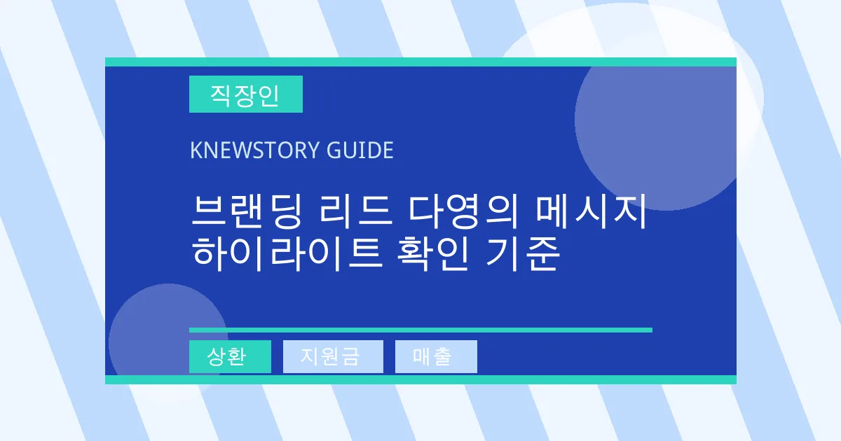 브랜딩 리드 다영의 메시지 하이라이트 확인 기준 - 상환, 지원금, 매출 대표 이미지
