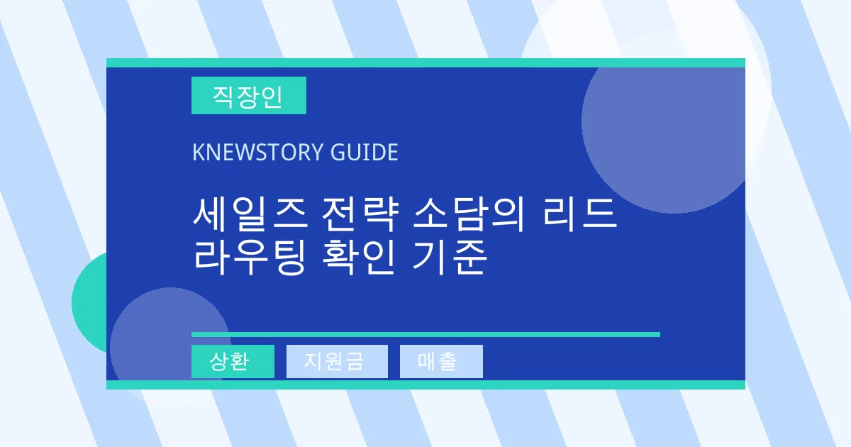 세일즈 전략 소담의 리드 라우팅 확인 기준 - 상환, 지원금, 매출 대표 이미지