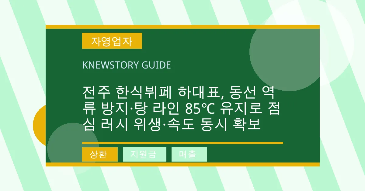 전주 한식뷔페 하대표, 동선 역류 방지·탕 라인 85℃ 유지로 점심 러시 위생·속도 동시 확보 - 상환, 지원금, 매출 대표 이미지