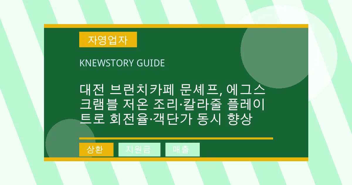 대전 브런치카페 문셰프, 에그스크램블 저온 조리·칼라줄 플레이트로 회전율·객단가 동시 향상 - 상환, 지원금, 매출 대표 이미지