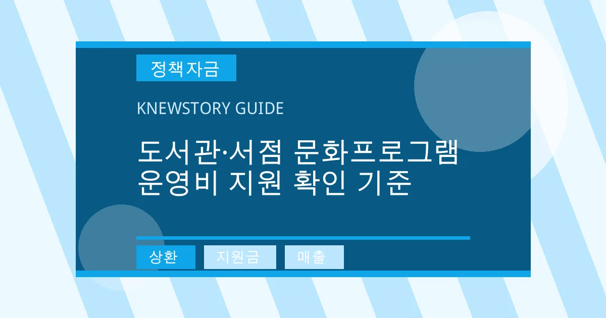 도서관·서점 문화프로그램 운영비 지원 확인 기준 - 상환, 지원금, 매출 대표 이미지