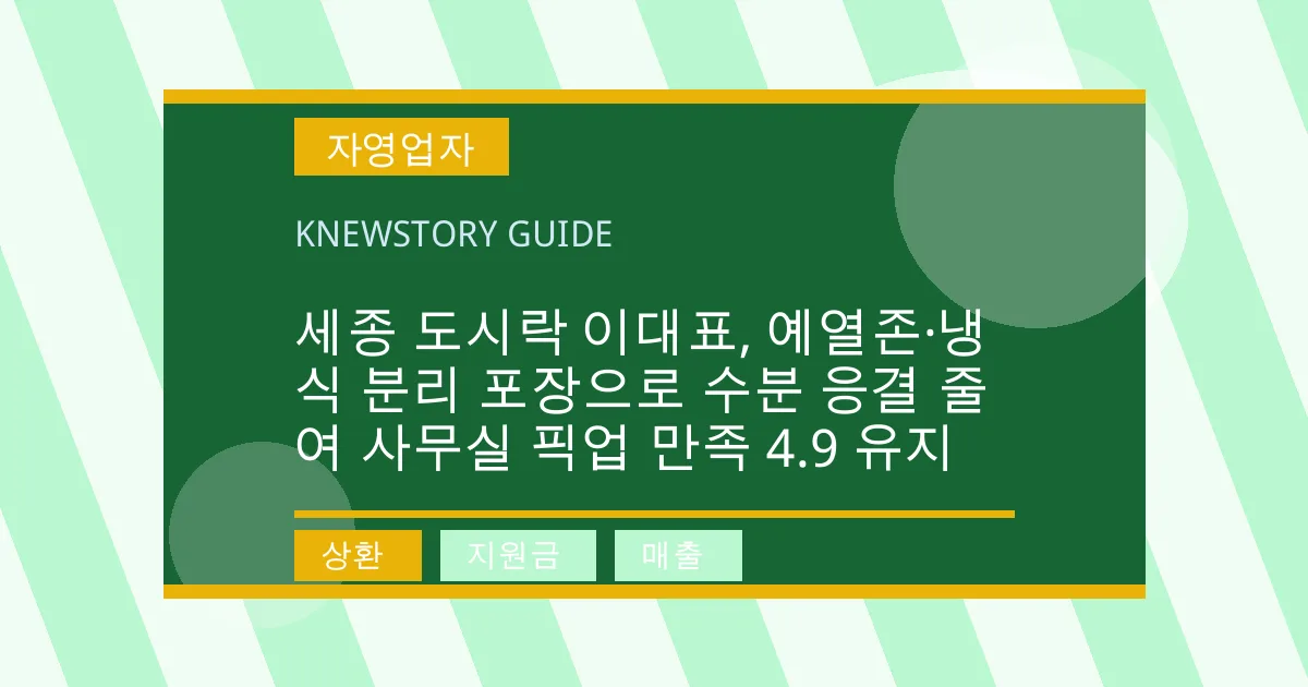세종 도시락 이대표, 예열존·냉식 분리 포장으로 수분 응결 줄여 사무실 픽업 만족 4.9 유지 - 상환, 지원금, 매출 대표 이미지