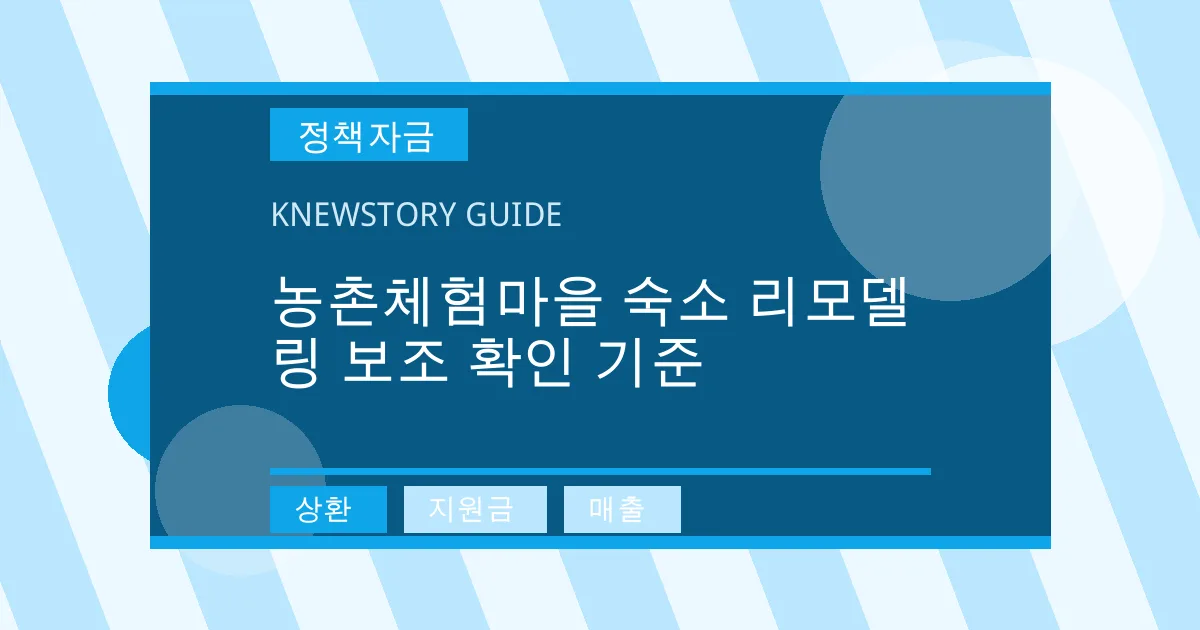 농촌체험마을 숙소 리모델링 보조 확인 기준 - 상환, 지원금, 매출 대표 이미지