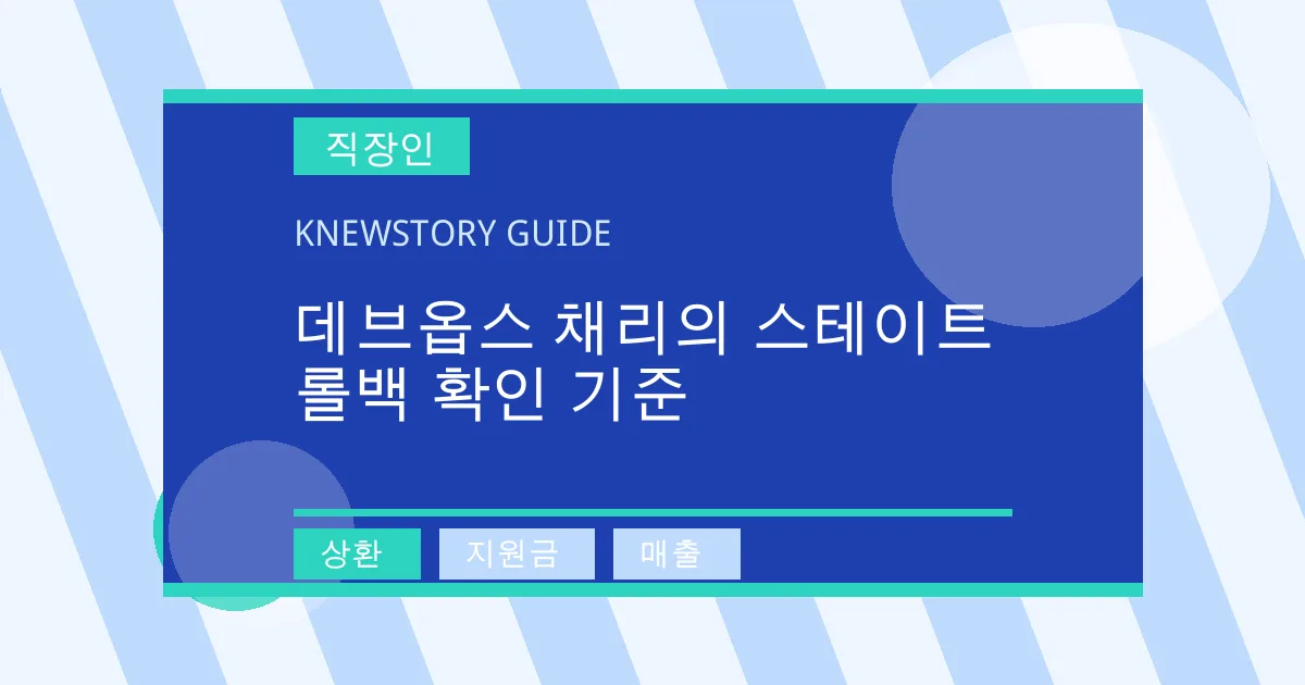 데브옵스 채리의 스테이트 롤백 확인 기준 - 상환, 지원금, 매출 대표 이미지