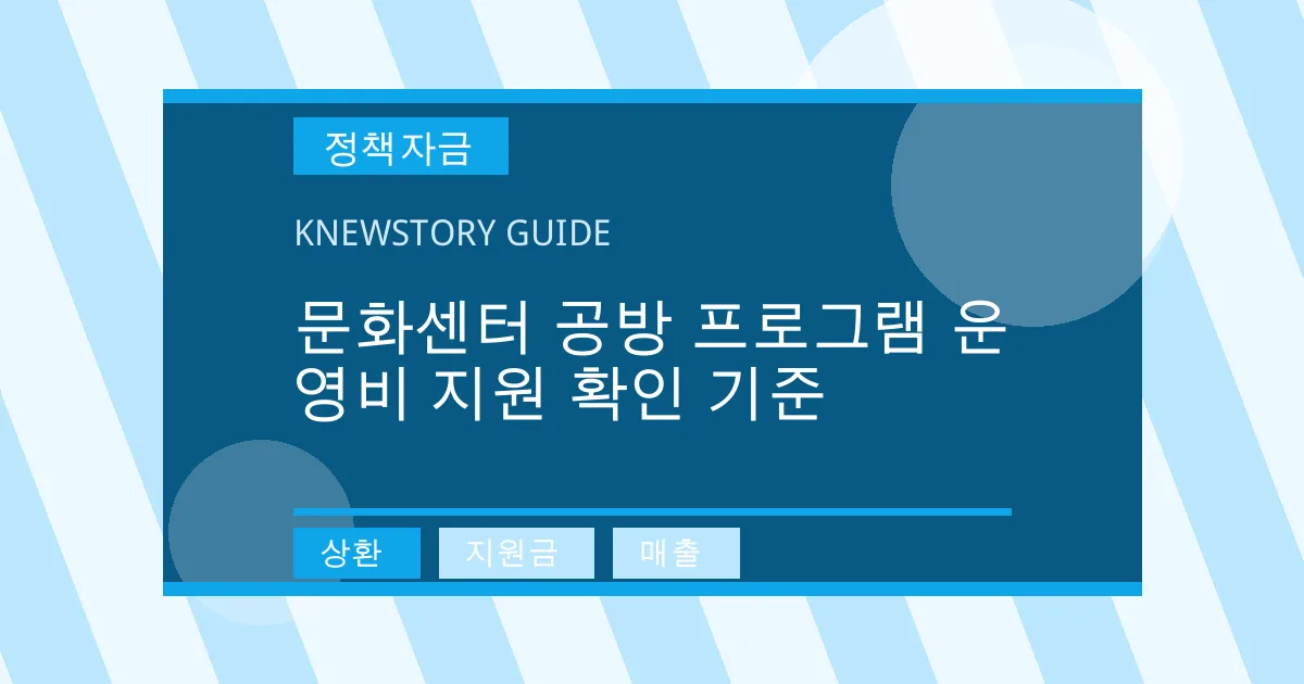 문화센터 공방 프로그램 운영비 지원 확인 기준 - 상환, 지원금, 매출 대표 이미지