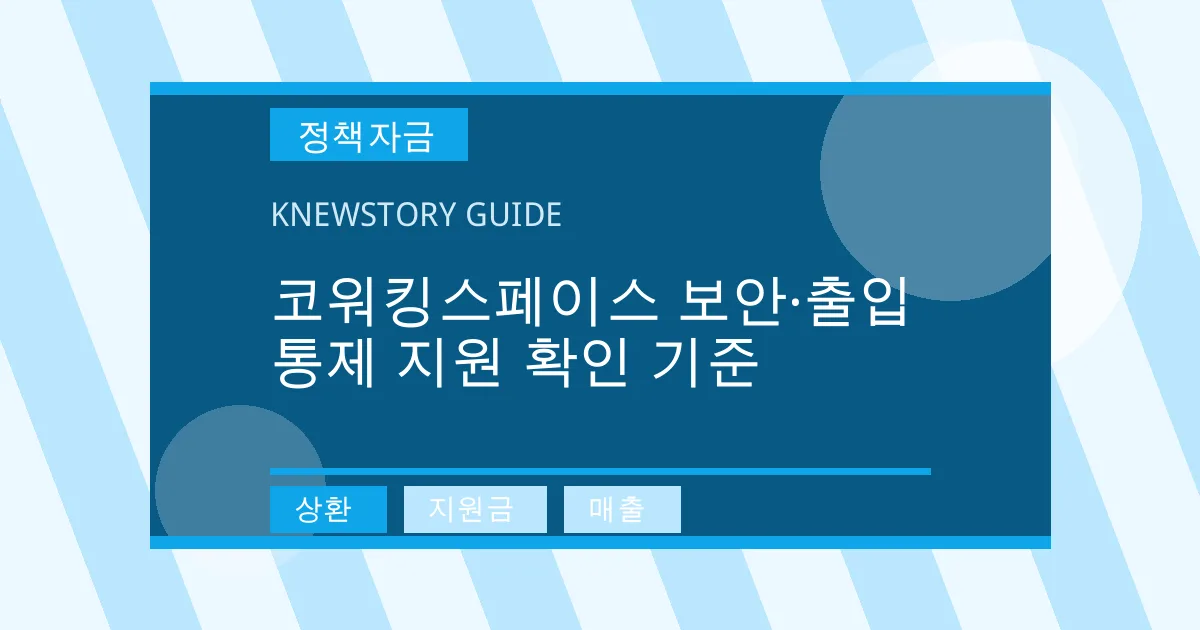 코워킹스페이스 보안·출입통제 지원 확인 기준 - 상환, 지원금, 매출 대표 이미지