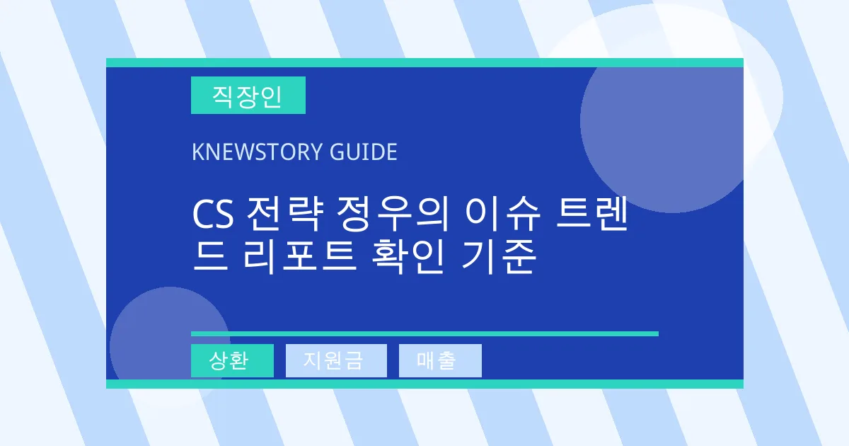 CS 전략 정우의 이슈 트렌드 리포트 확인 기준 - 상환, 지원금, 매출 대표 이미지