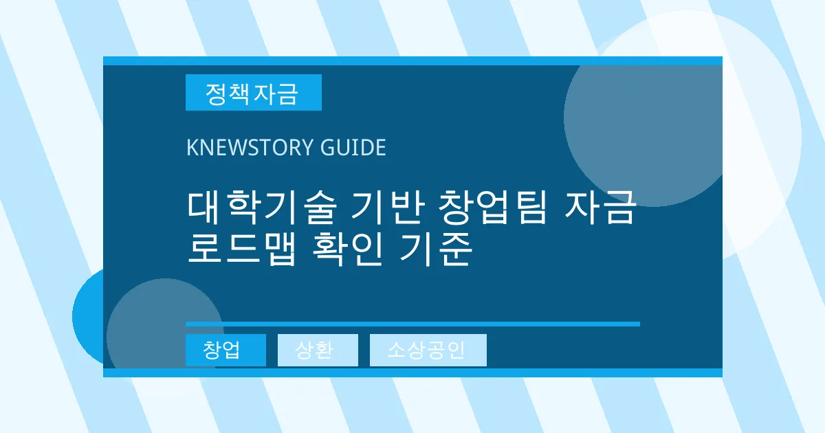 대학기술 기반 창업팀 자금 로드맵 확인 기준 - 창업, 상환, 소상공인 대표 이미지