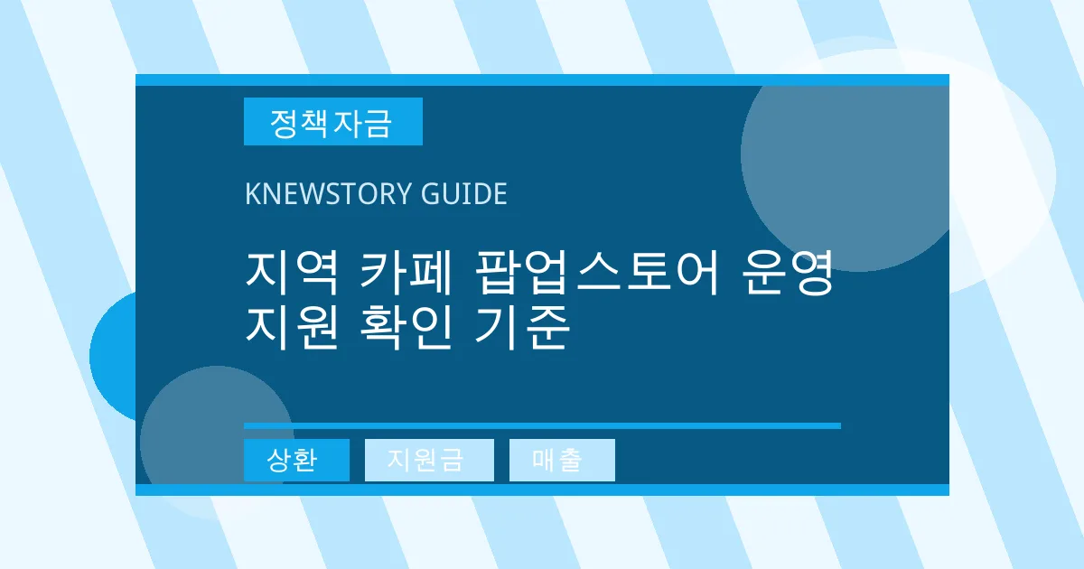 지역 카페 팝업스토어 운영 지원 확인 기준 - 상환, 지원금, 매출 대표 이미지