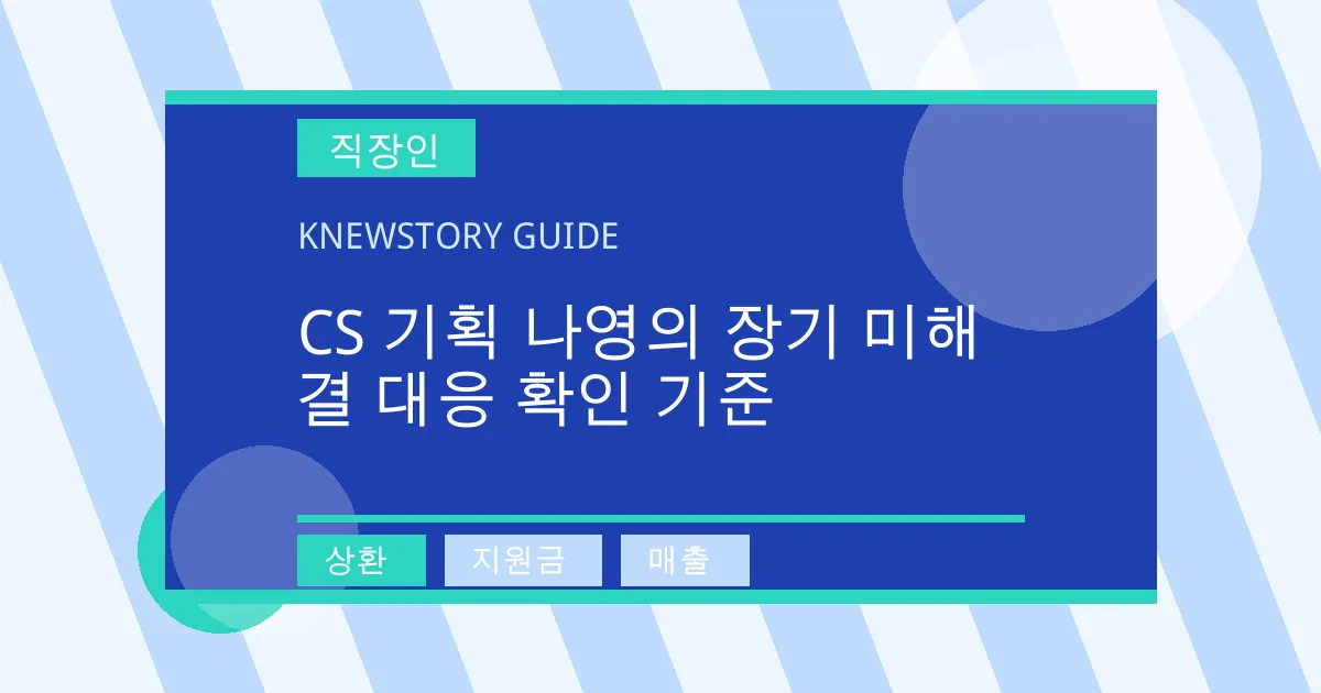 CS 기획 나영의 장기 미해결 대응 확인 기준 - 상환, 지원금, 매출 대표 이미지
