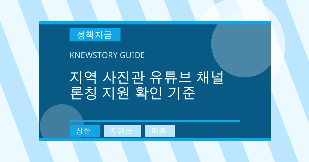 지역 사진관 유튜브 채널 론칭 지원 확인 기준 - 상환, 지원금, 매출 대표 이미지