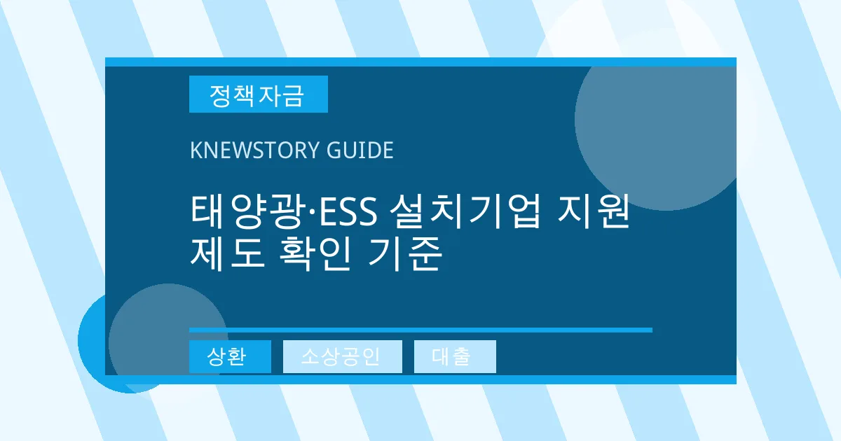 태양광·ESS 설치기업 지원 제도 확인 기준 - 상환, 소상공인, 대출 대표 이미지