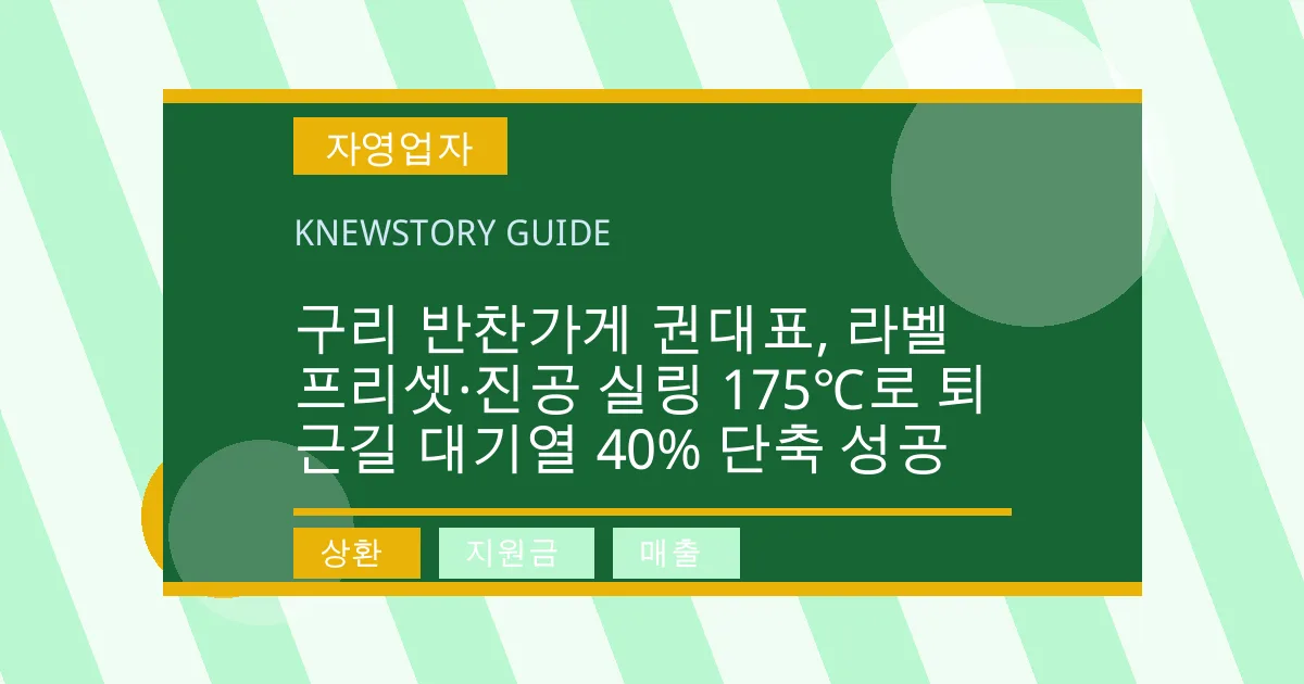 구리 반찬가게 권대표, 라벨 프리셋·진공 실링 175℃로 퇴근길 대기열 40% 단축 성공 - 상환, 지원금, 매출 대표 이미지