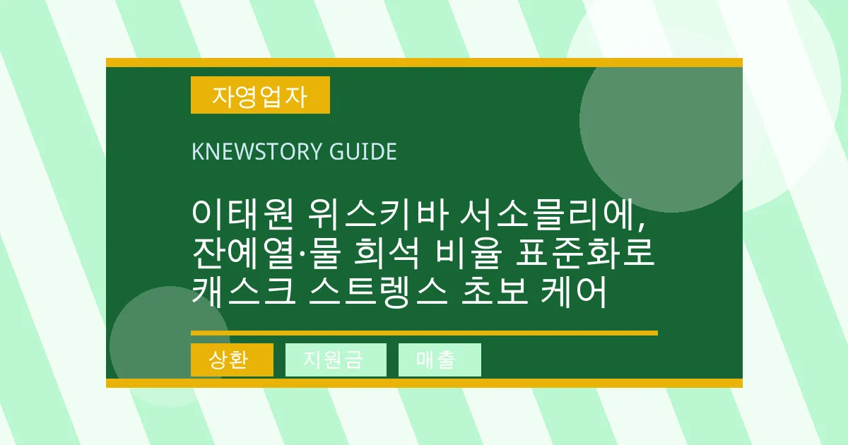 이태원 위스키바 서소믈리에, 잔예열·물 희석 비율 표준화로 캐스크 스트렝스 초보 케어 - 상환, 지원금, 매출 대표 이미지